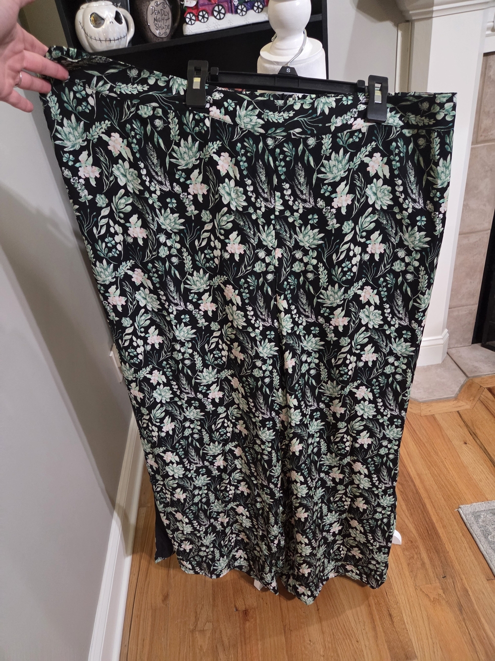 Kaari Blue Flowy Pants with Mint and Blush Floral Print